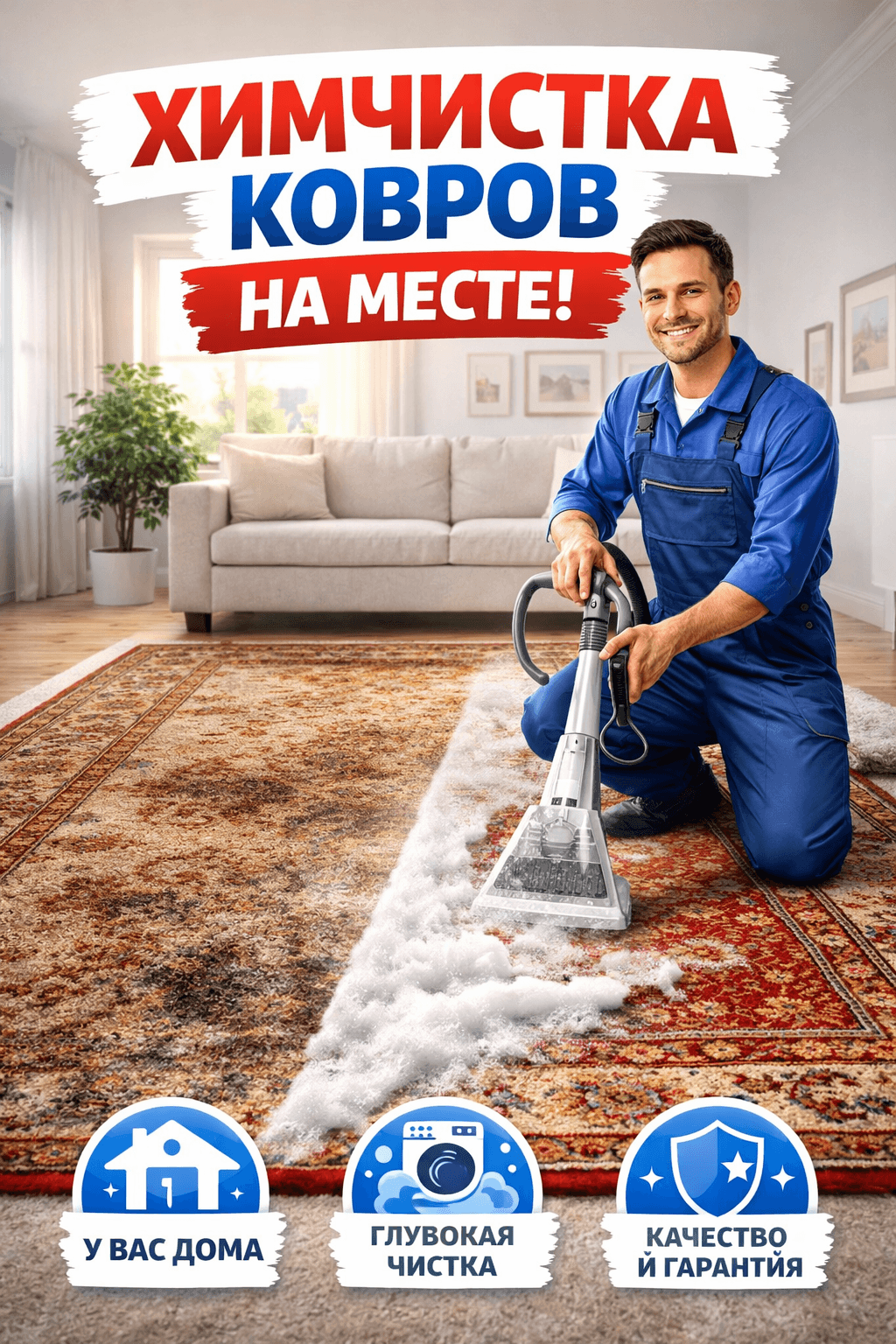 Химчистка ковров (на месте)